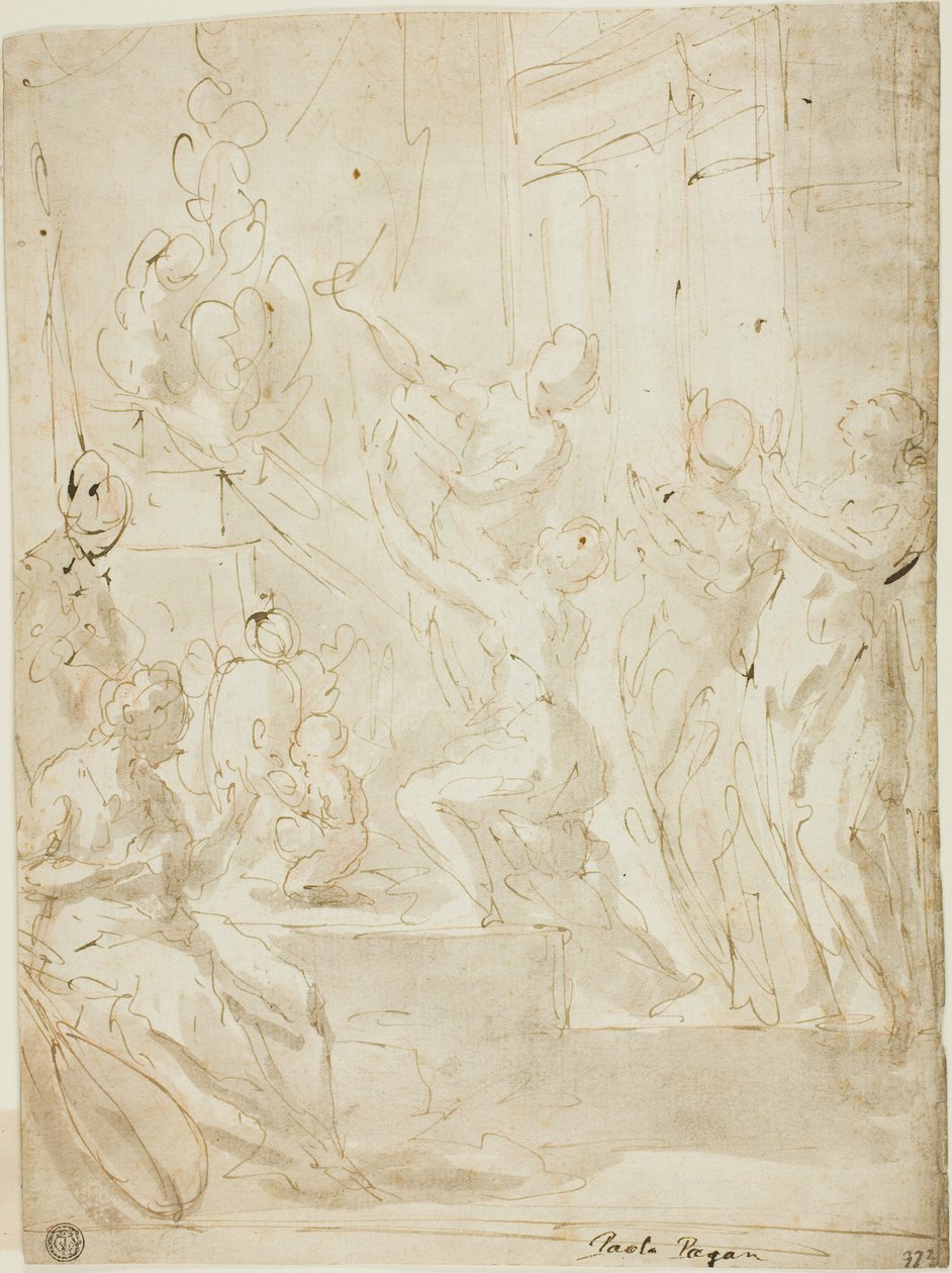 Figures à un autel ou sacrifice classique - Paolo Pagani