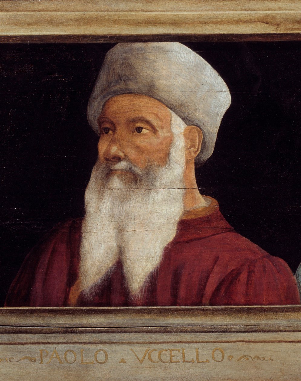 Cassone avec 5 portraits du Maître de la Renaissance florentine (détail avec le portrait de Paolo di Dono dit Paolo Uccello) - Paolo Uccello