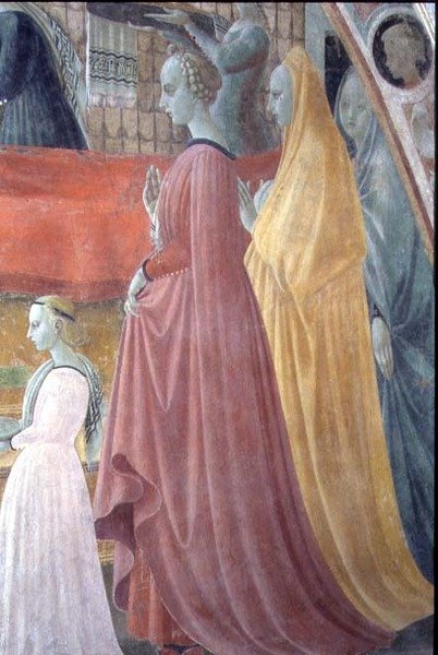La Nativité de la Vierge, (détail) représentant les femmes de la famille du donateur, de la Chapelle de l