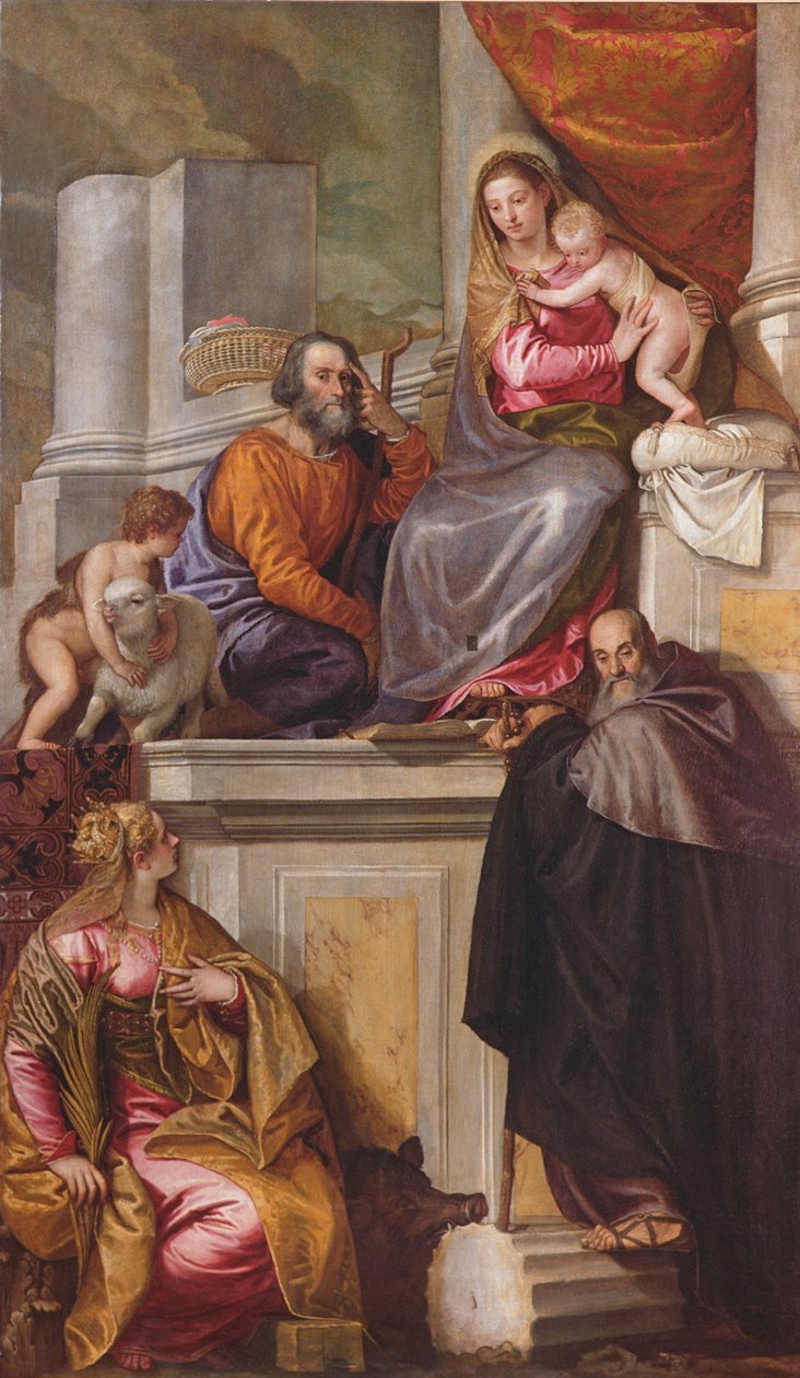 La Sainte Famille avec Saint Jean-Baptiste, Saint Antoine Abbé et Sainte Catherine, 1551 - Paolo Veronese