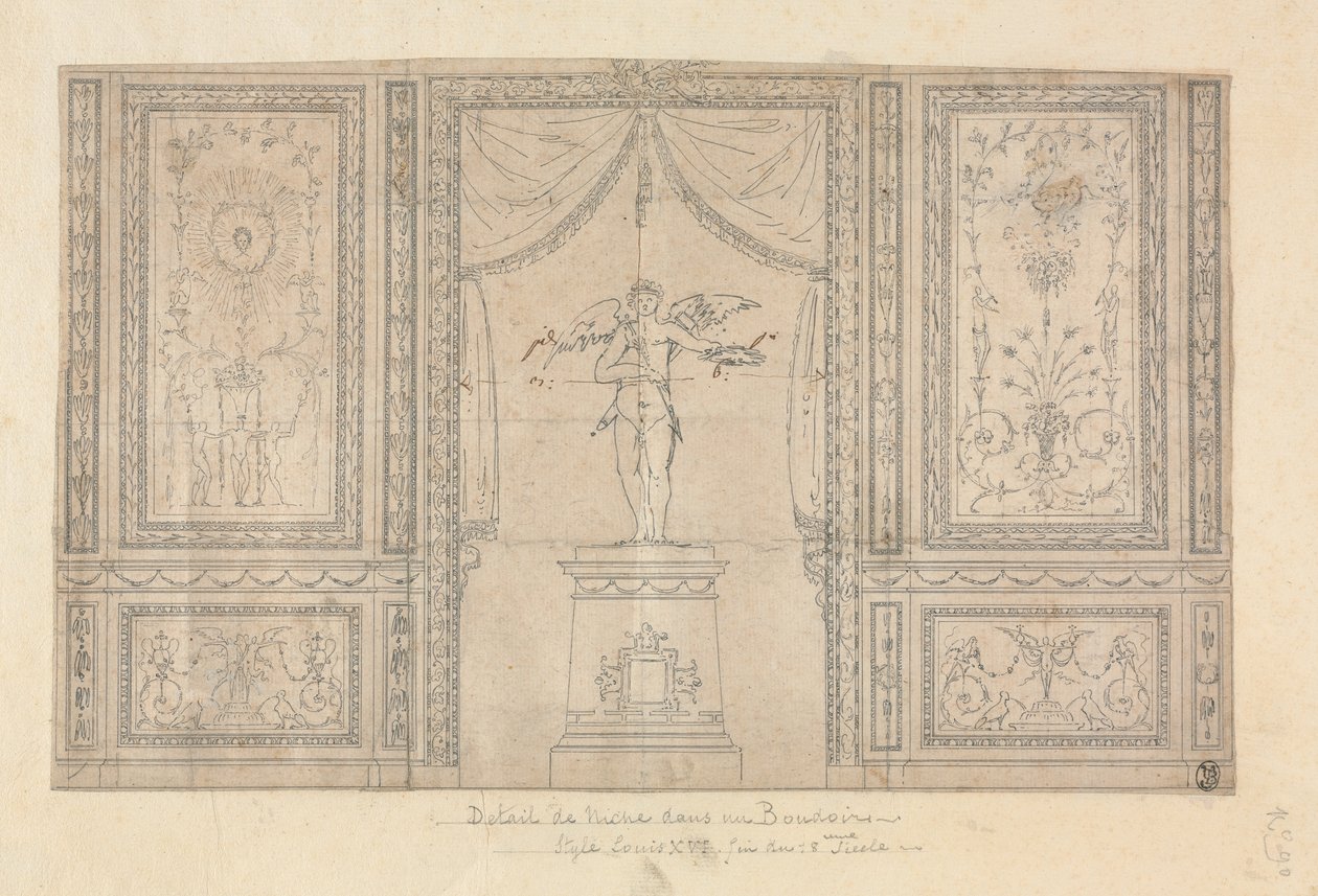 Statue de Cupidon dans une niche murale - Paolo Vincenzo Bonomini