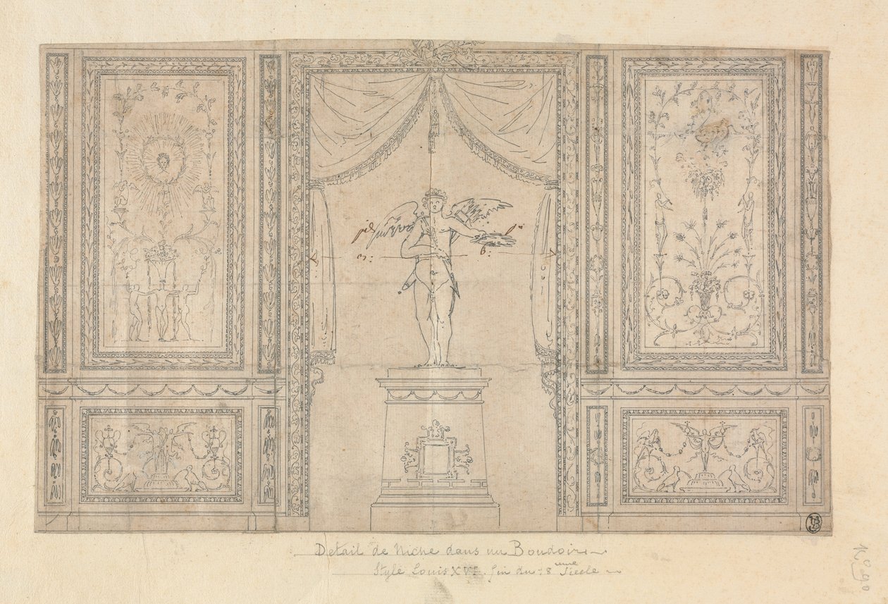 Statue de Cupidon dans une niche murale, fin du XVIIIe siècle - Paolo Vincenzo Bonomini