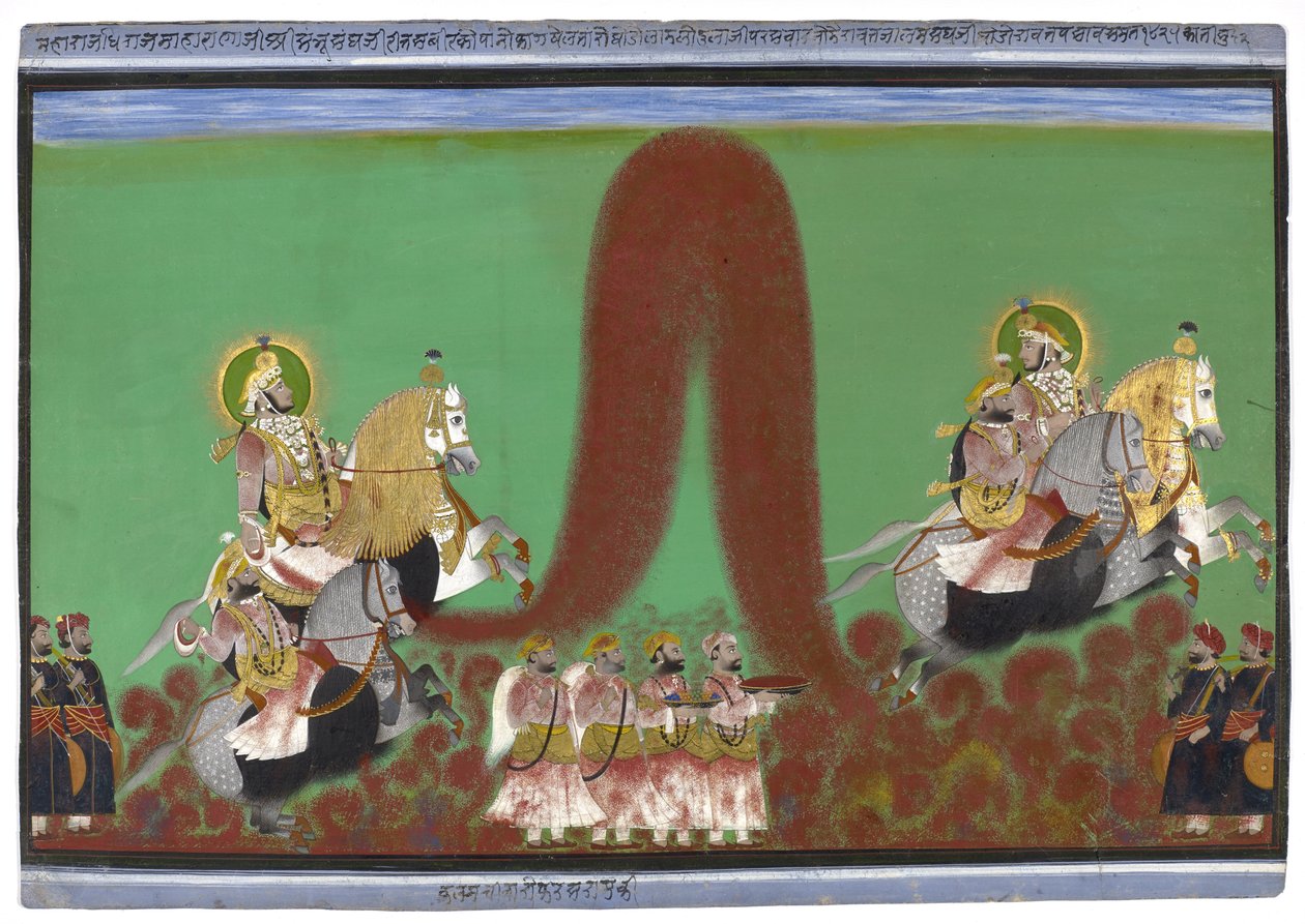 Maharana Shambhu Singh de Mewar jouant Holi, 1868-69 - Parasuram Parasuram