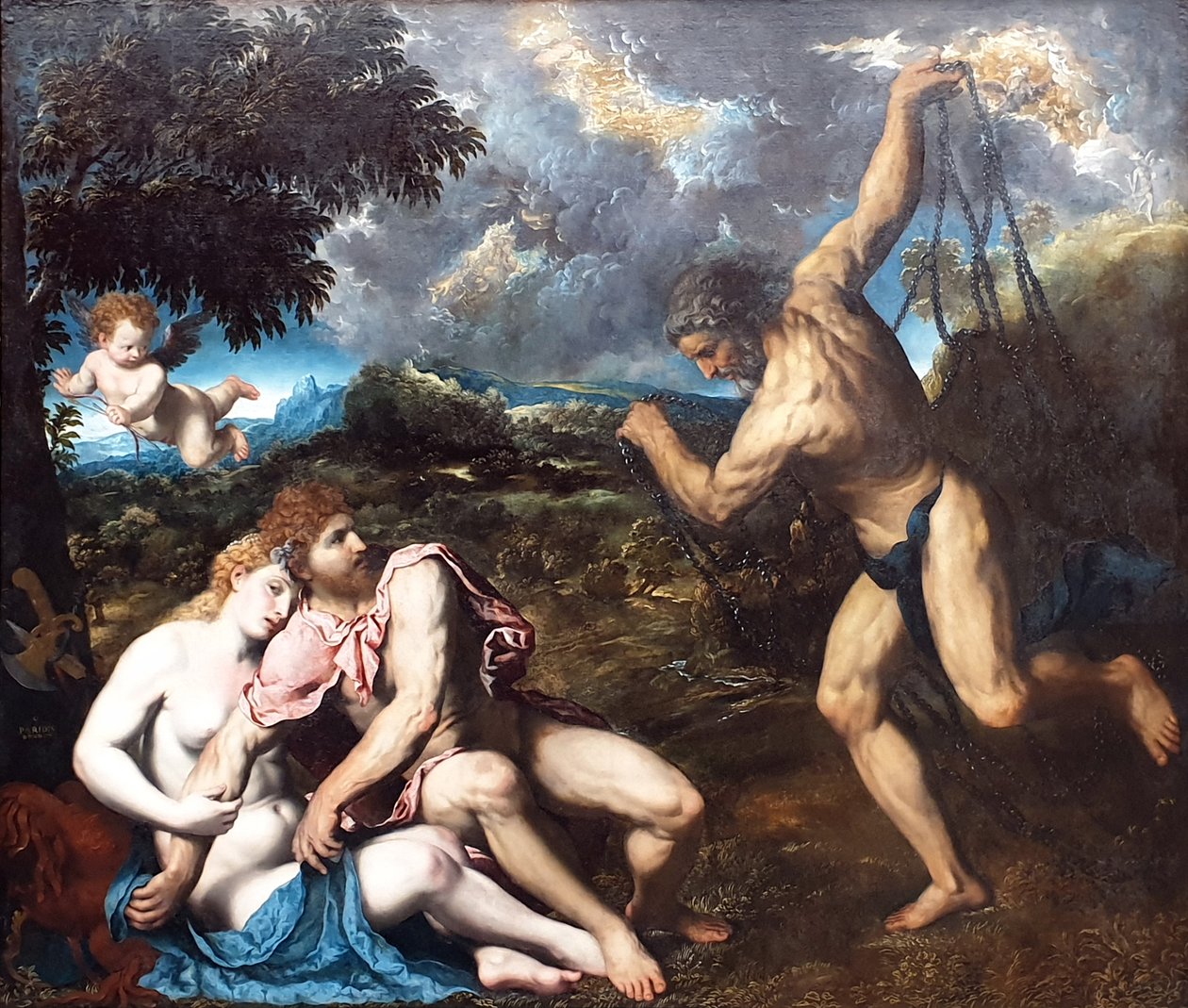 French : Mars et Vénus, surprises par Vulcain Mars and Venus, surprised by Vulcan - Paris Bordone