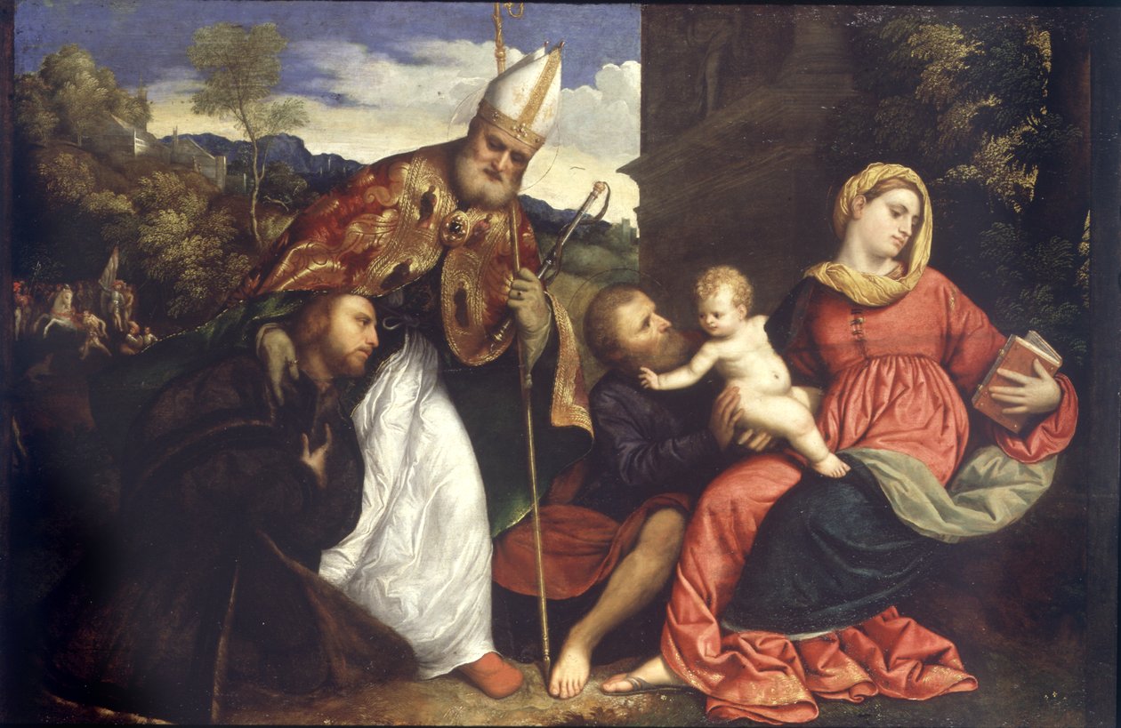 Sainte Famille avec Saint Ambroise présentant un donateur - Paris Bordone
