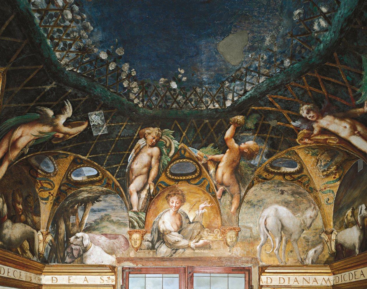 Cérès assistant à des événements entourée de chiens de chasse et de chérubins, tirée du Mythe de Diane et Actéon - Parmigianino