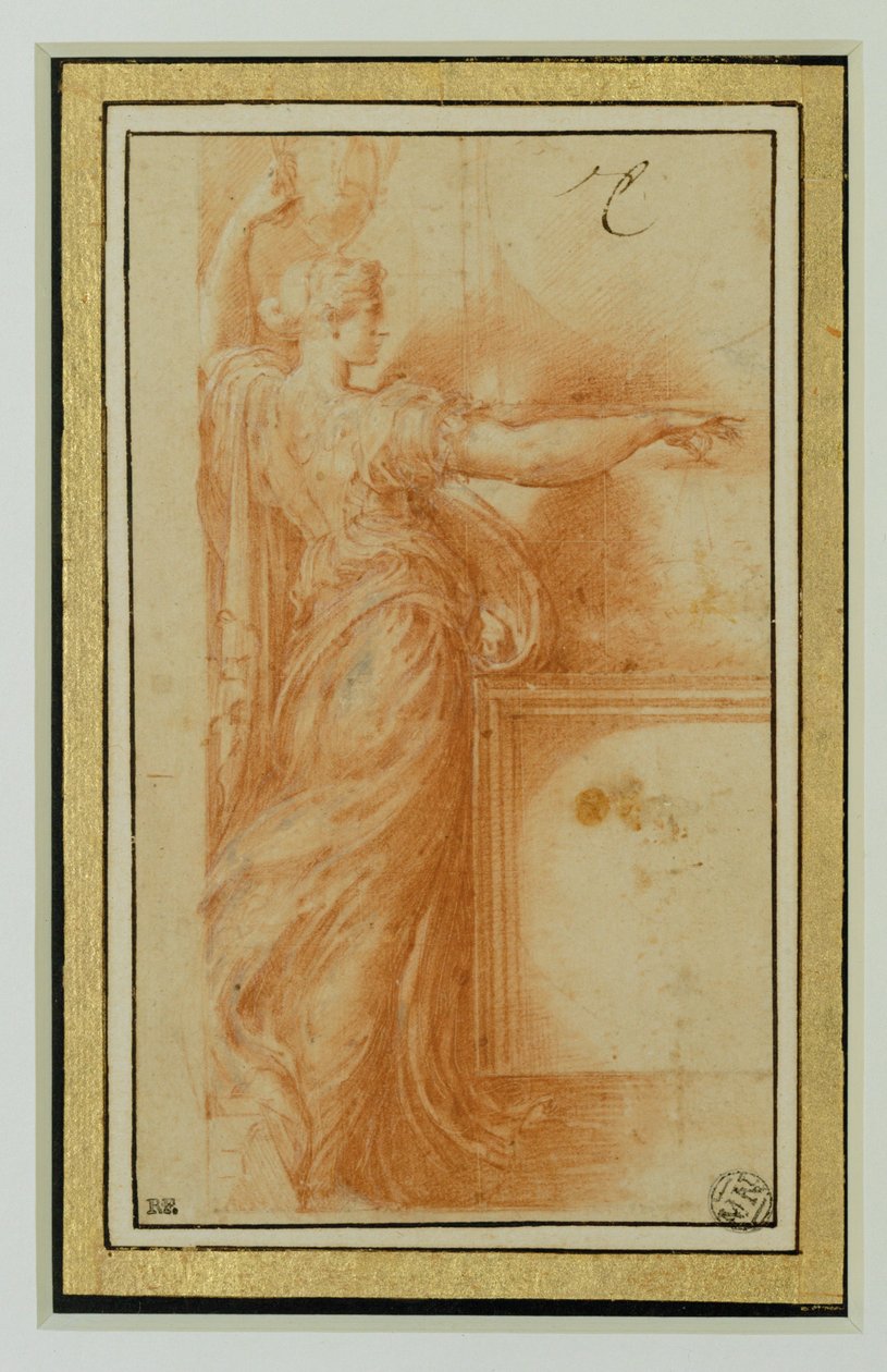 Une canephore. Sanguine, rehauts de blanc, papier beige ... - Parmigianino (1503 40)