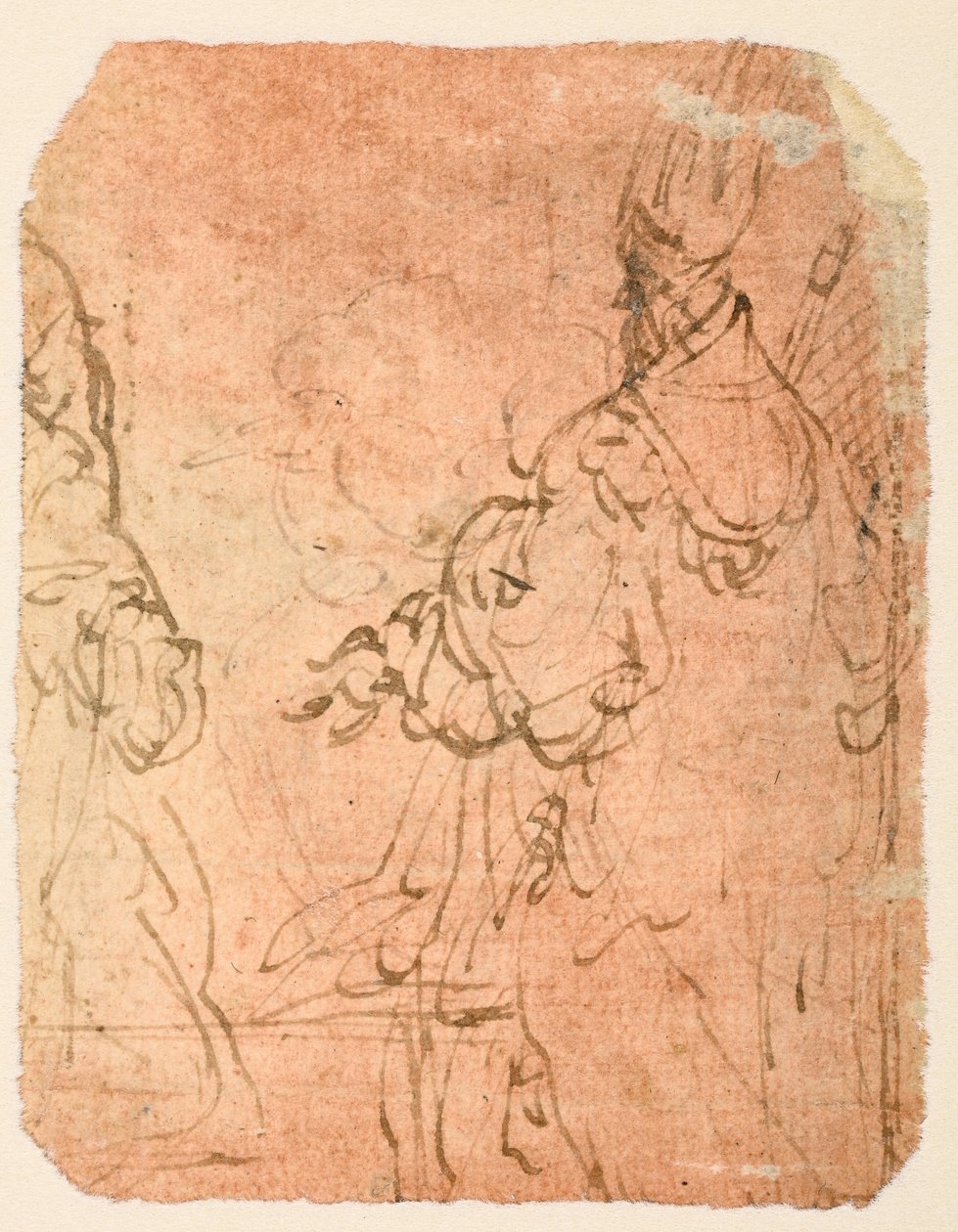 Deux hommes agenouillés en habit religieux (verso) - Parmigianino