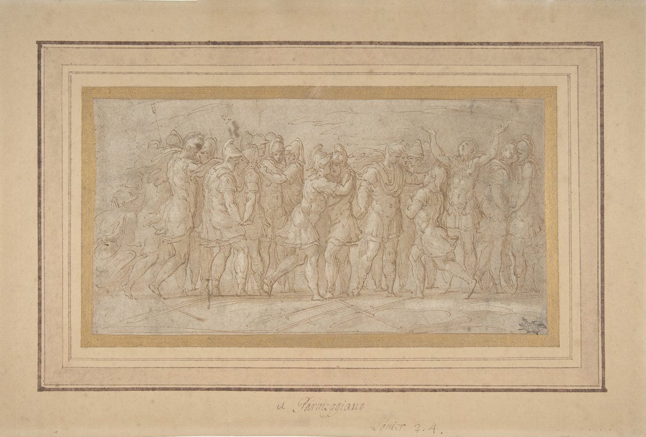 Guerriers romains ou grecs célébrant après une victoire, 1503-40 - Parmigianino