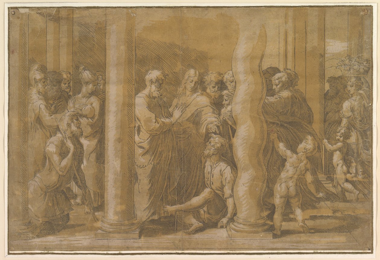 Saints Pierre et Jean guérissant les malades, début du 16ème siècle. - Parmigianino