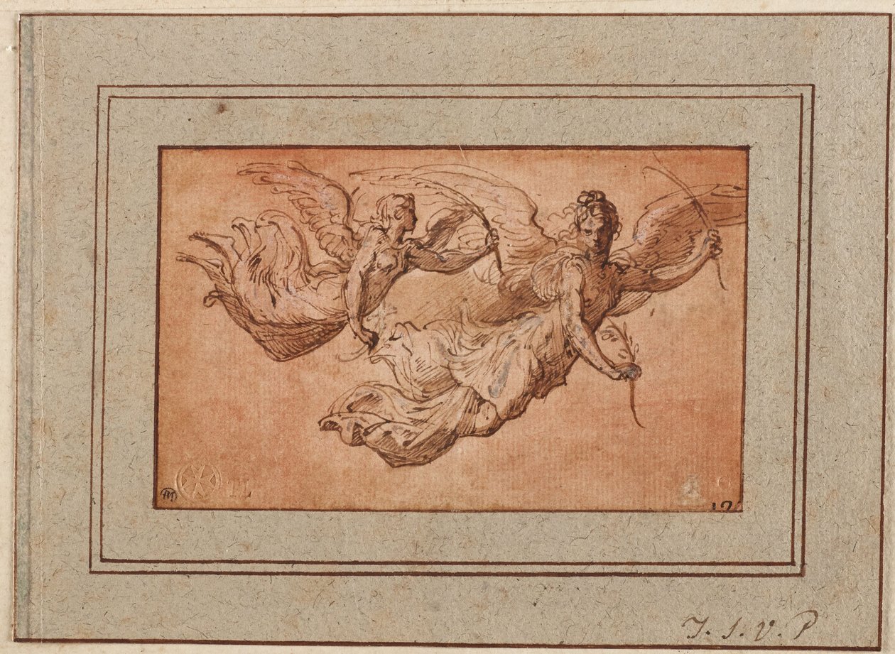 Zwei Studien für die Figur des Sieges - Parmigianino