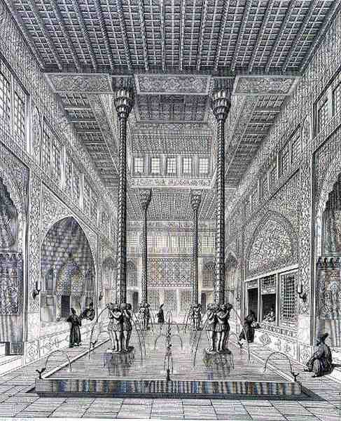 Intérieur du Palais de Chahar Bagh, à Ispahan, de 