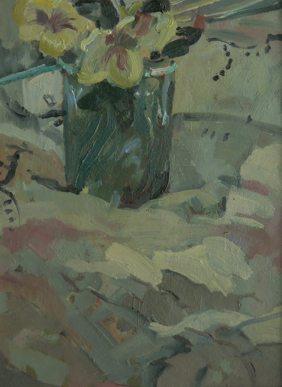 Fleurs jaunes dans un pot vert, 2009 - Pat Maclaurin