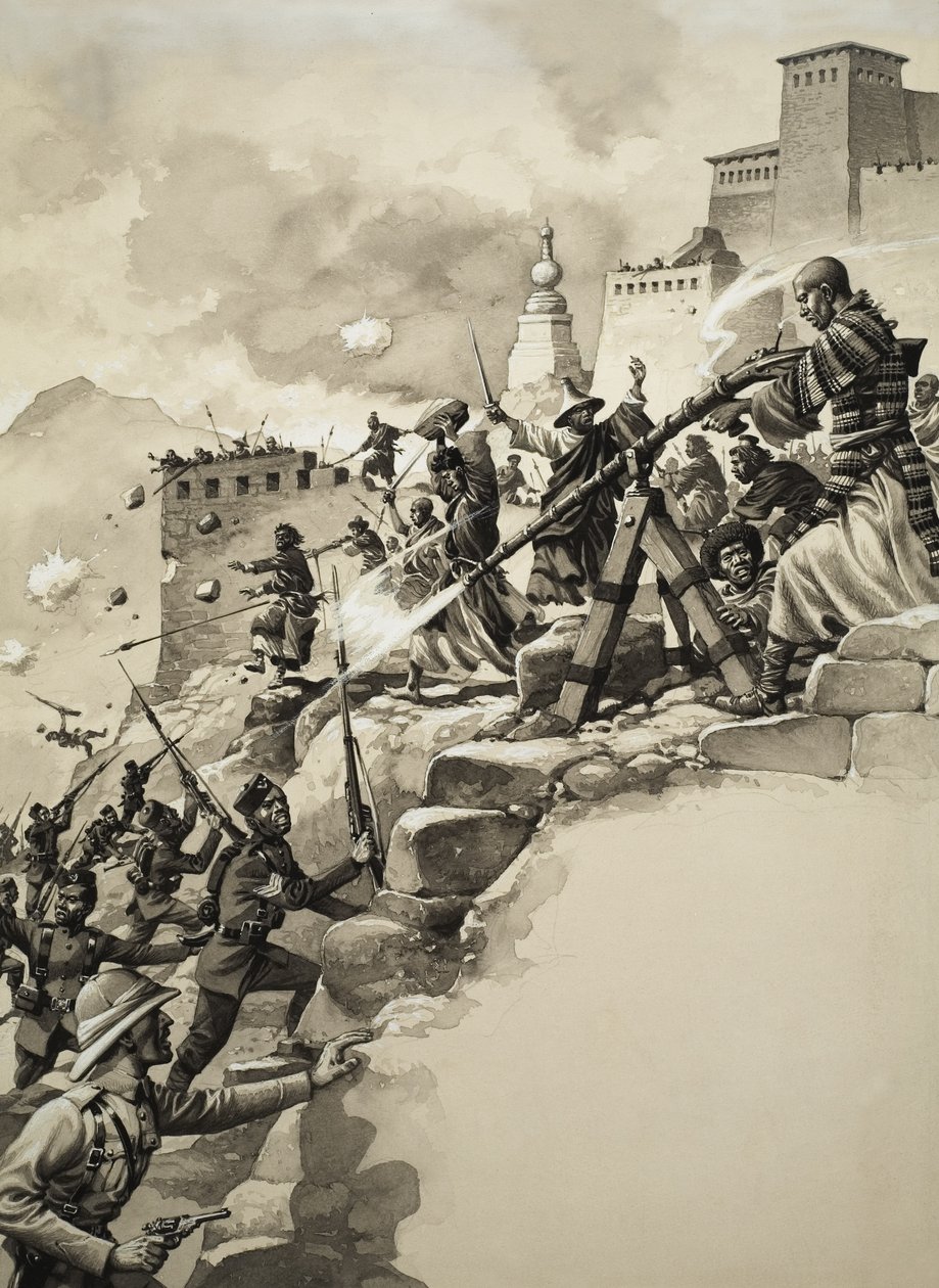 Assaut final sur le Tibet (gouache sur papier) - Pat (1907 95) Nicolle