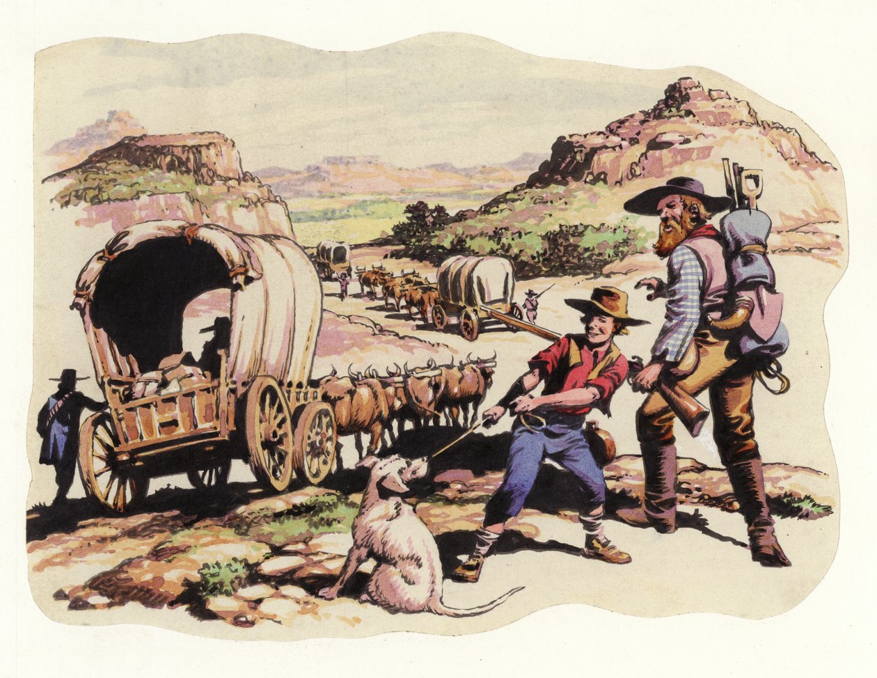 Le Grand Trek de 1835-1837 (gouache sur papier) - Pat (1907 95) Nicolle