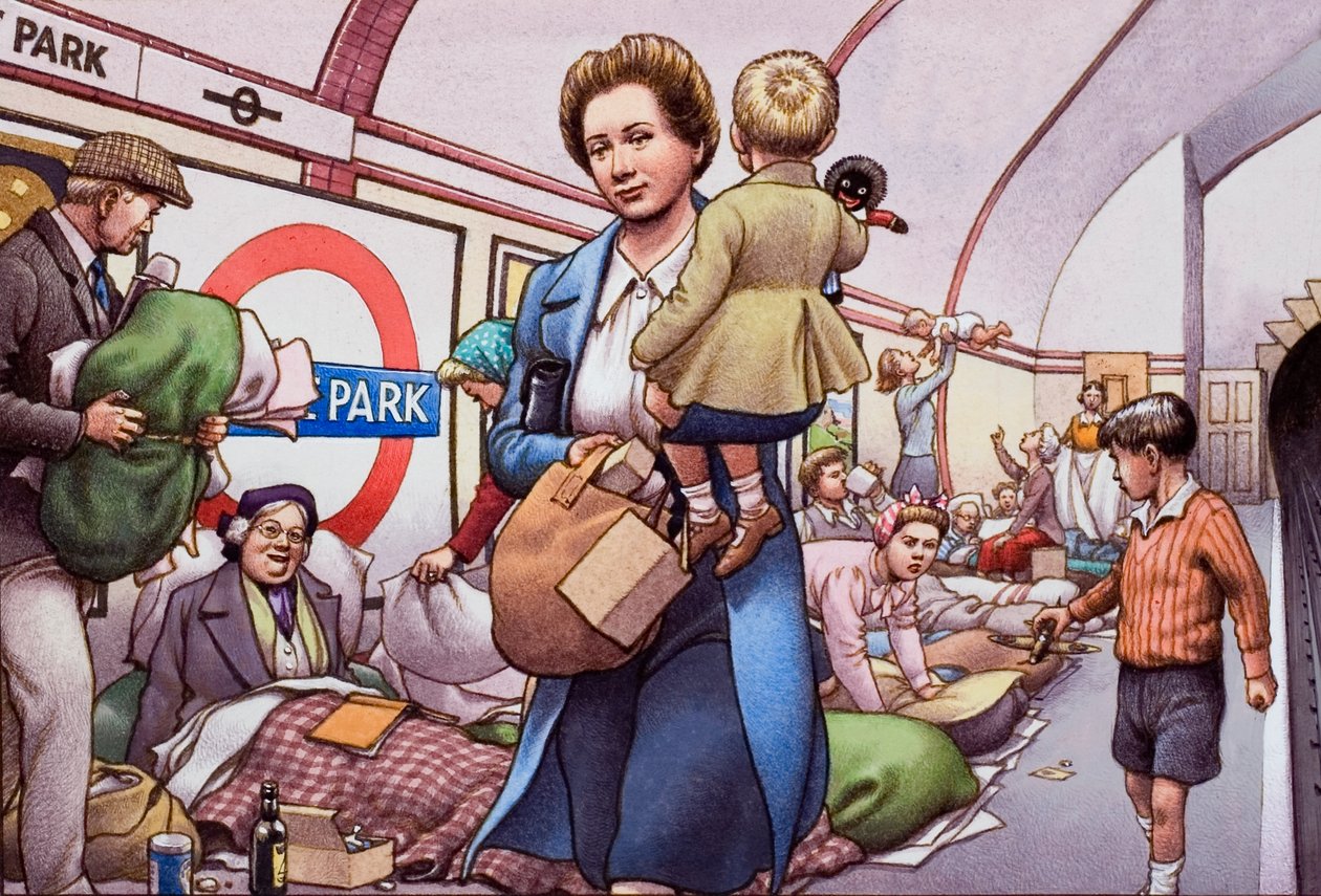 Le métro pendant le Blitz - Pat (1907 95) Nicolle