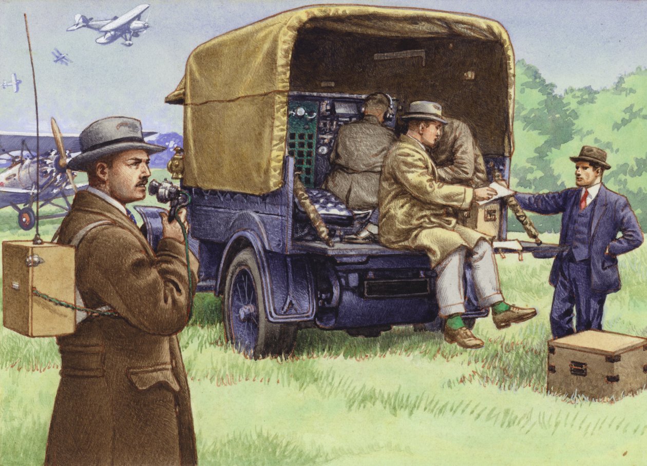 Les débuts de la radiodiffusion extérieure pour la BBC (gouache sur papier) - Pat (1907 95) Nicolle