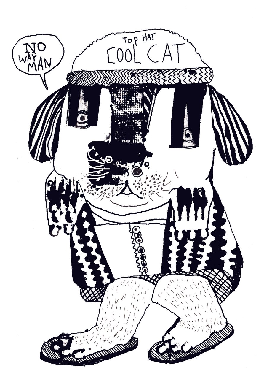 Cool Cat, 2014 (encre et huile) - Pat Macdonald