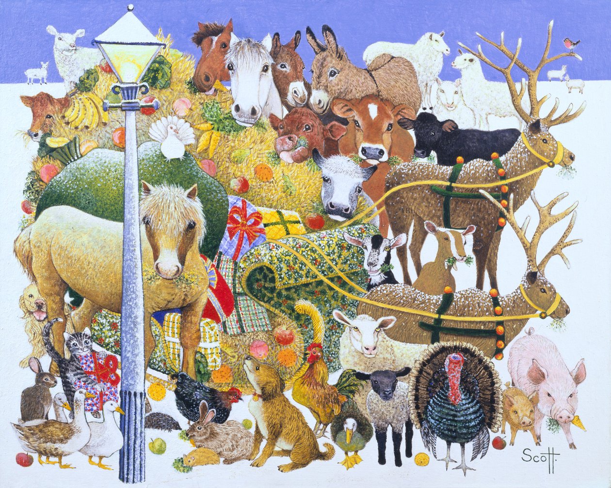Un festin de Noël (huile sur toile) - Pat Scott