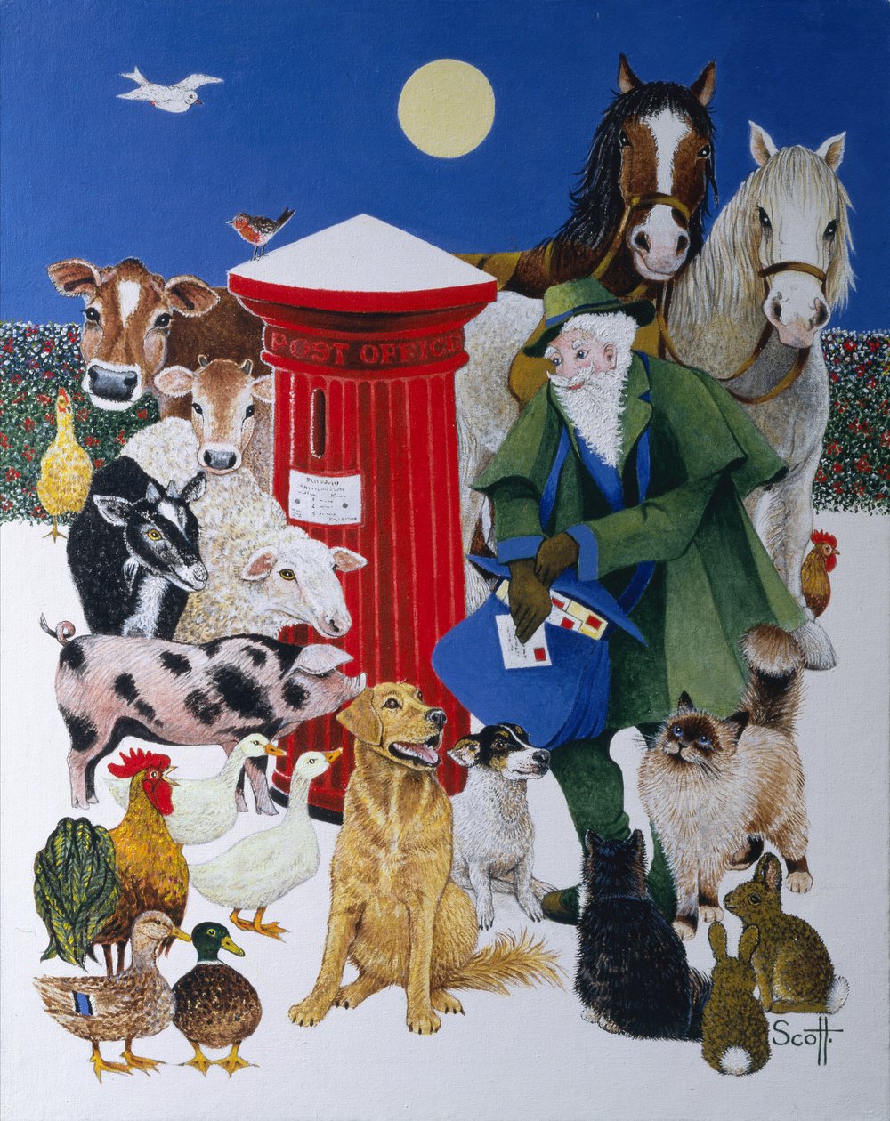 Poste de Noël (huile sur toile) - Pat Scott