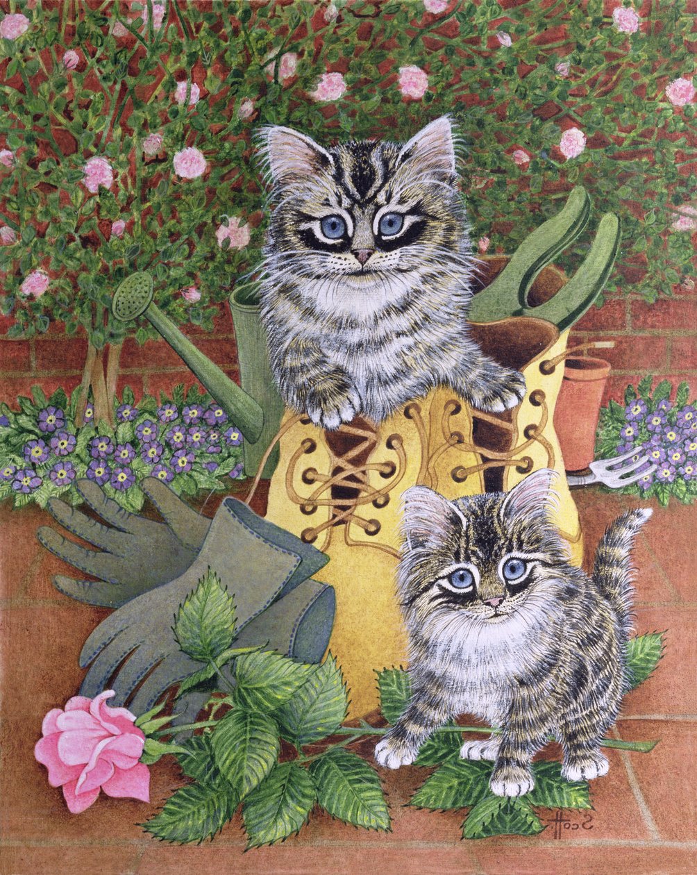 Aides de jardin (huile sur toile) - Pat Scott