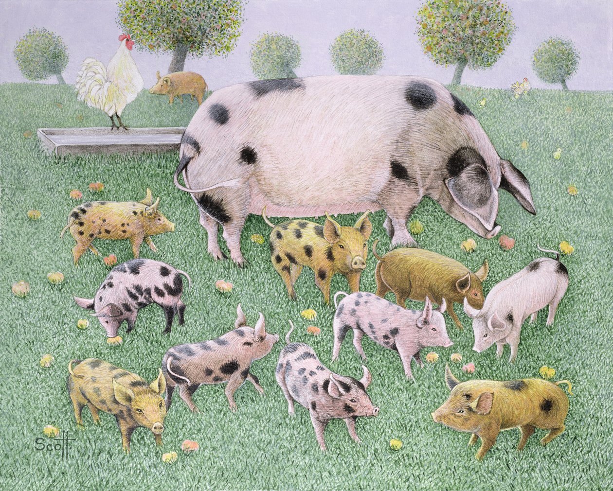 Le festin des pommes (huile sur toile) - Pat Scott
