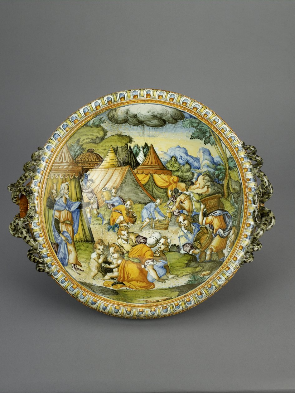 Bassin avec la collecte de la manne, probablement Urbino, c.1600-20 - Patanazzi Workshop