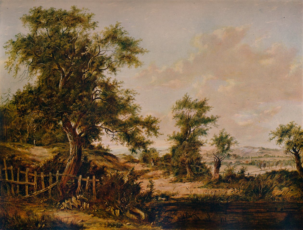 Paysage, avec piscine et arbre au premier plan - Patrick Nasmyth