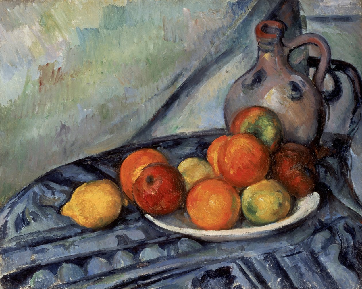 Fruits et une cruche sur une table - Paul Cézanne