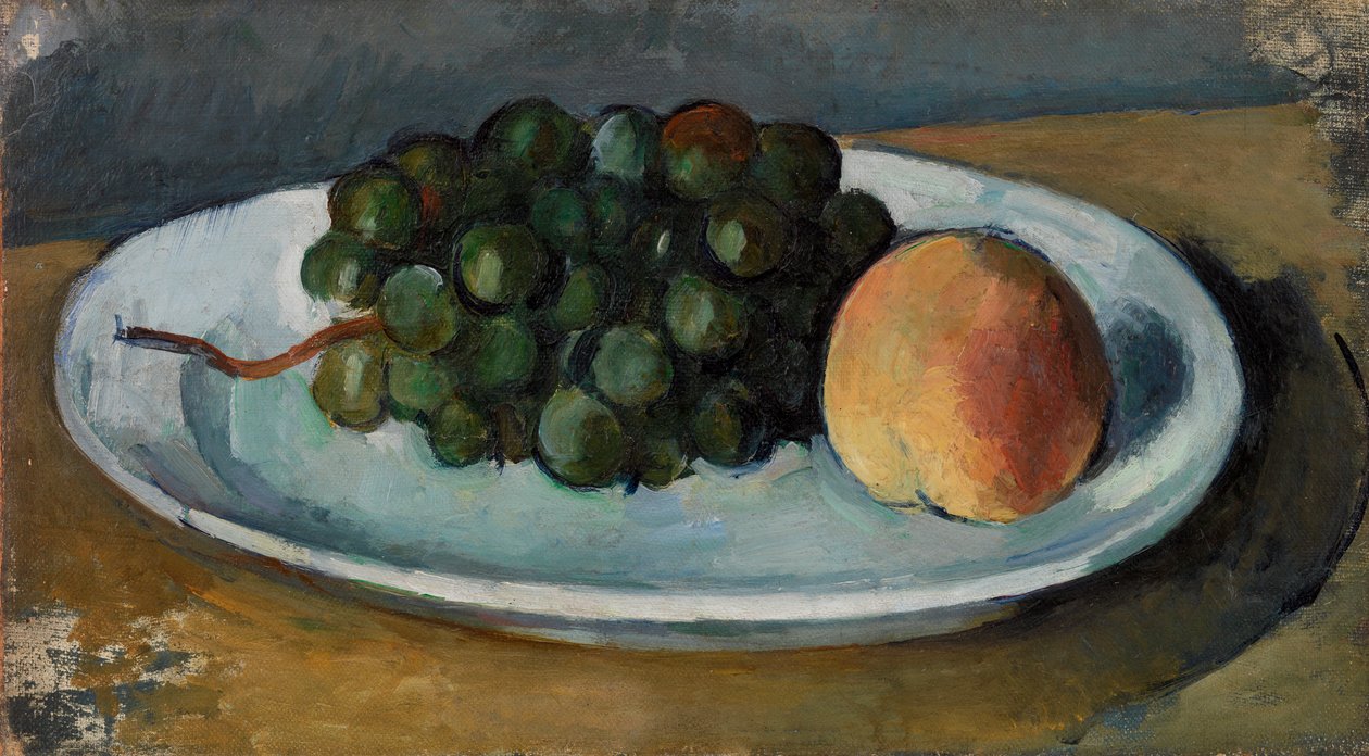 Raisins et pêche sur une assiette, 1877-79 - Paul Cézanne