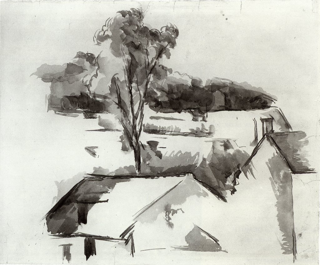 Toits et arbre - Paul Cézanne