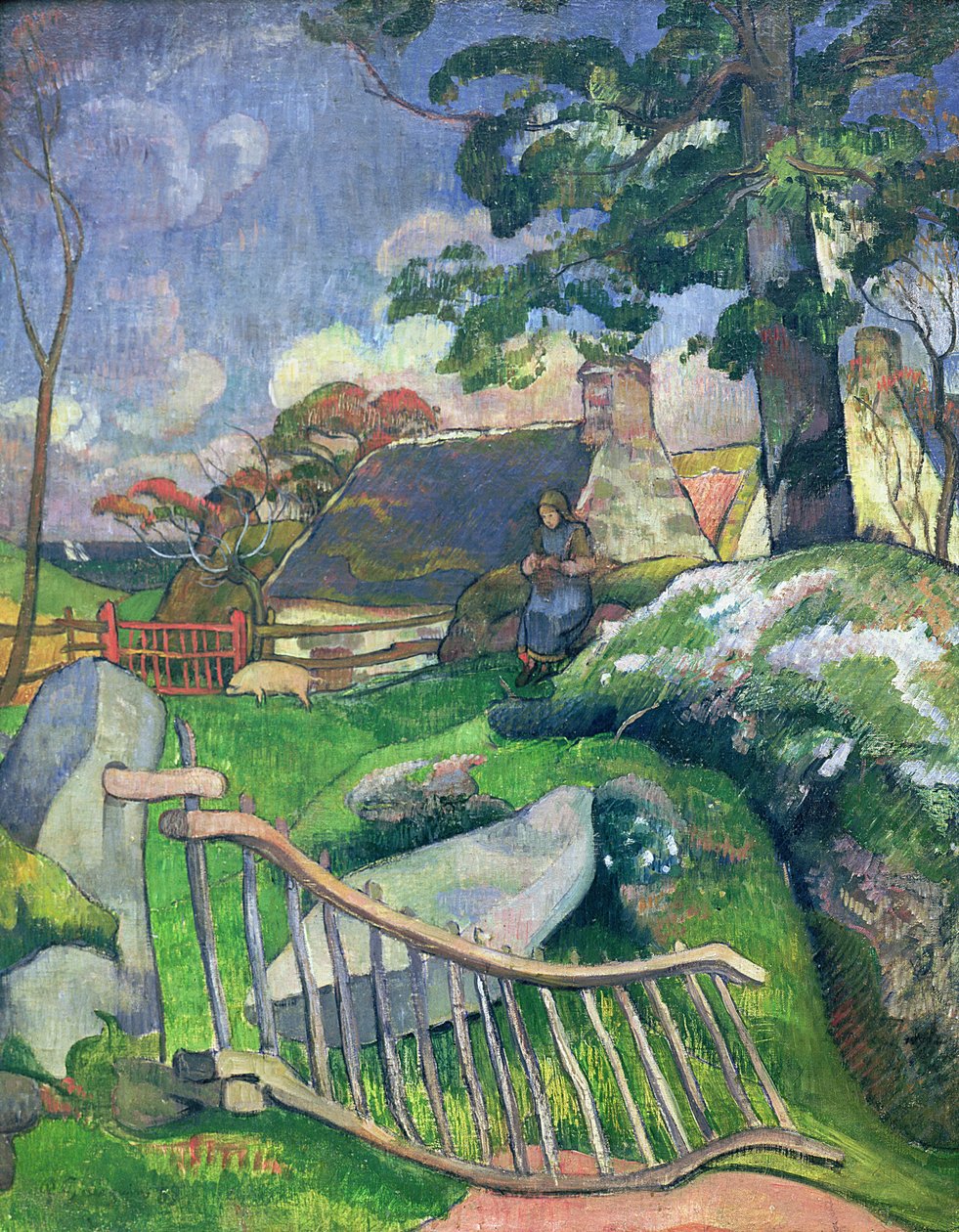 La porte en bois ou, Le gardien de porcs, 1889 - Paul Gauguin