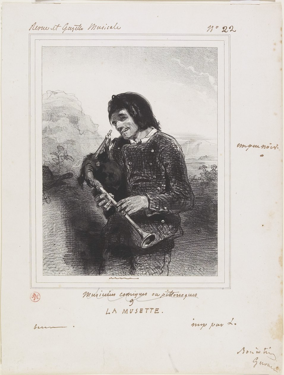 La Musette (Le joueur de cornemuse), 1844 - Paul Gavarni