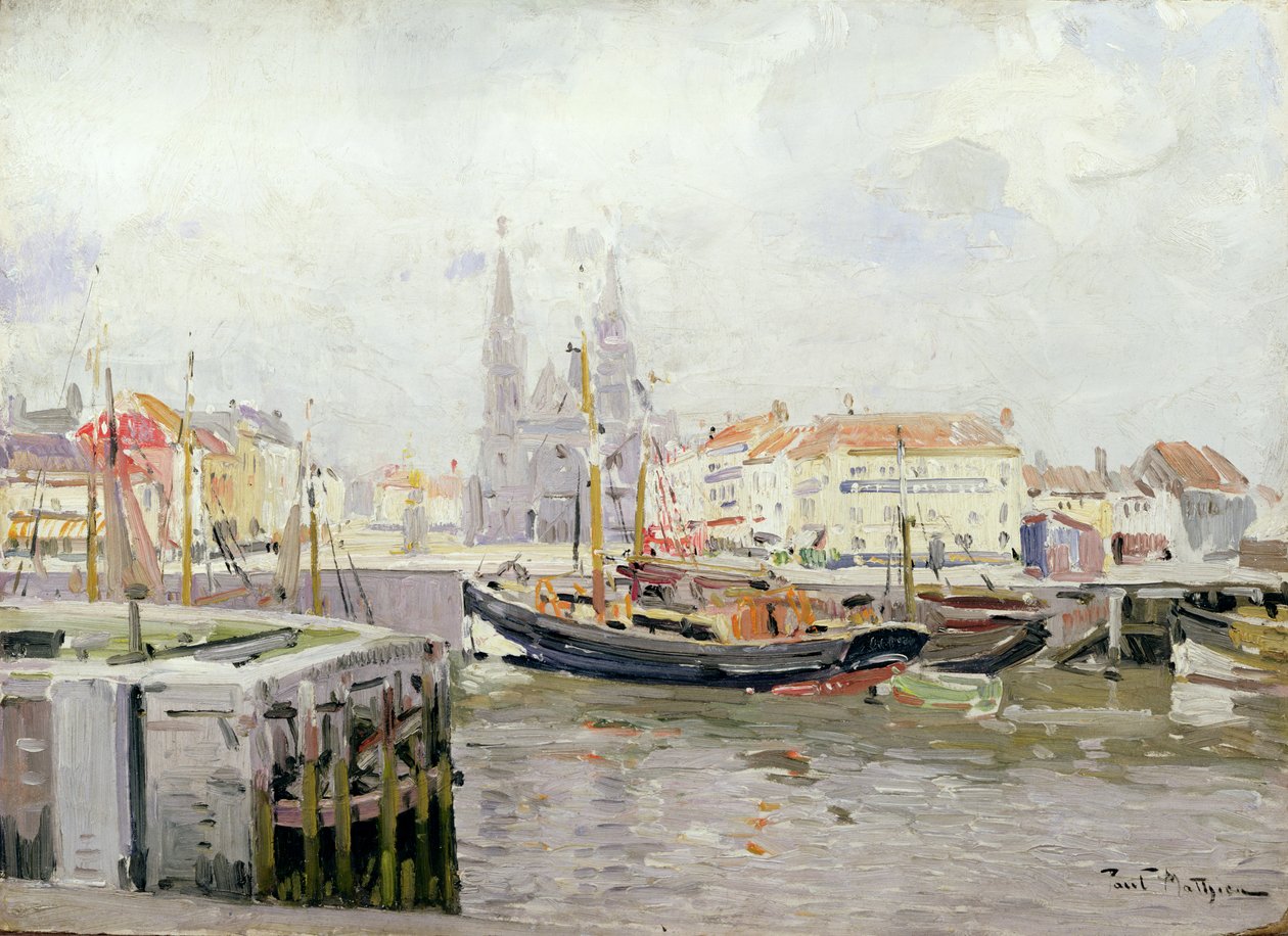 Église SS. Petrus et Paulus et le quai des pêcheurs à Ostende - Paul Mathieu