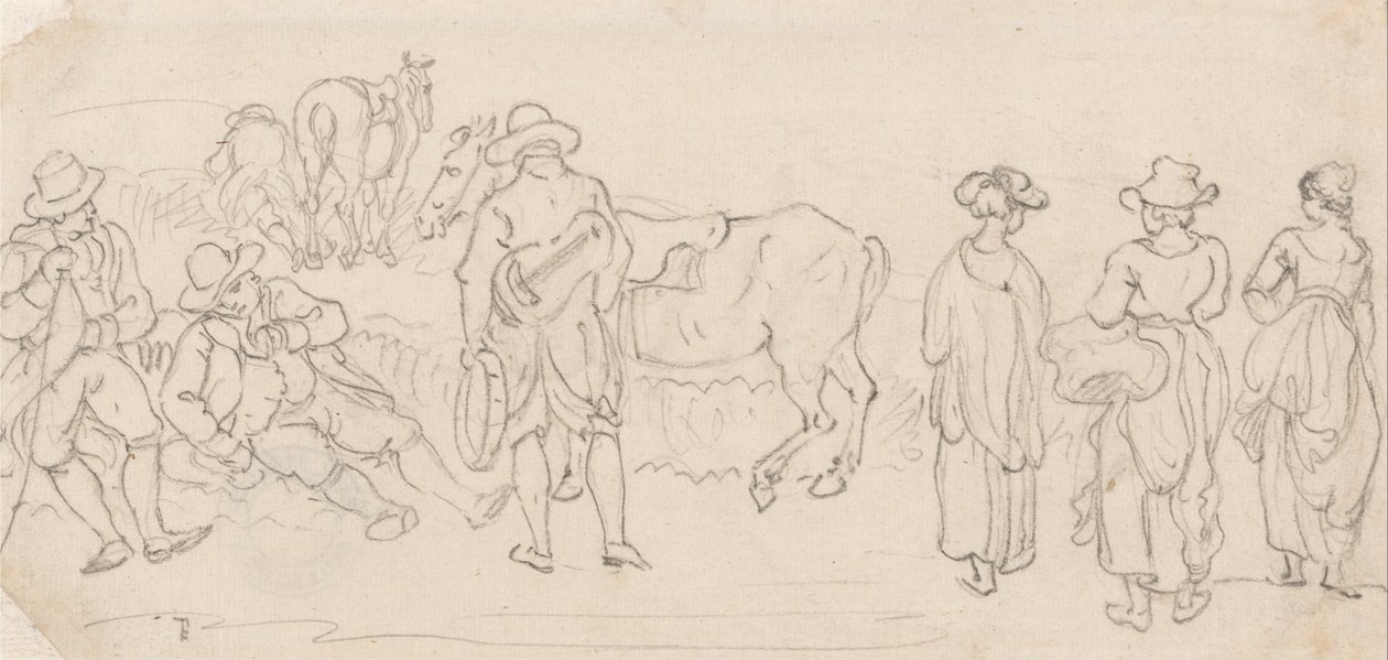 Figure avec luth et tambourin, avec d