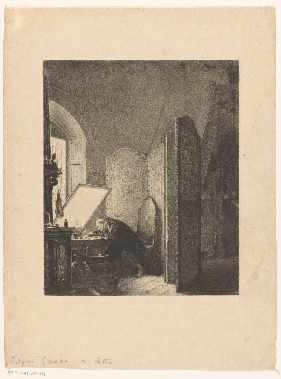 Rembrandt gravant dans son atelier - Paul Adolphe Rajon