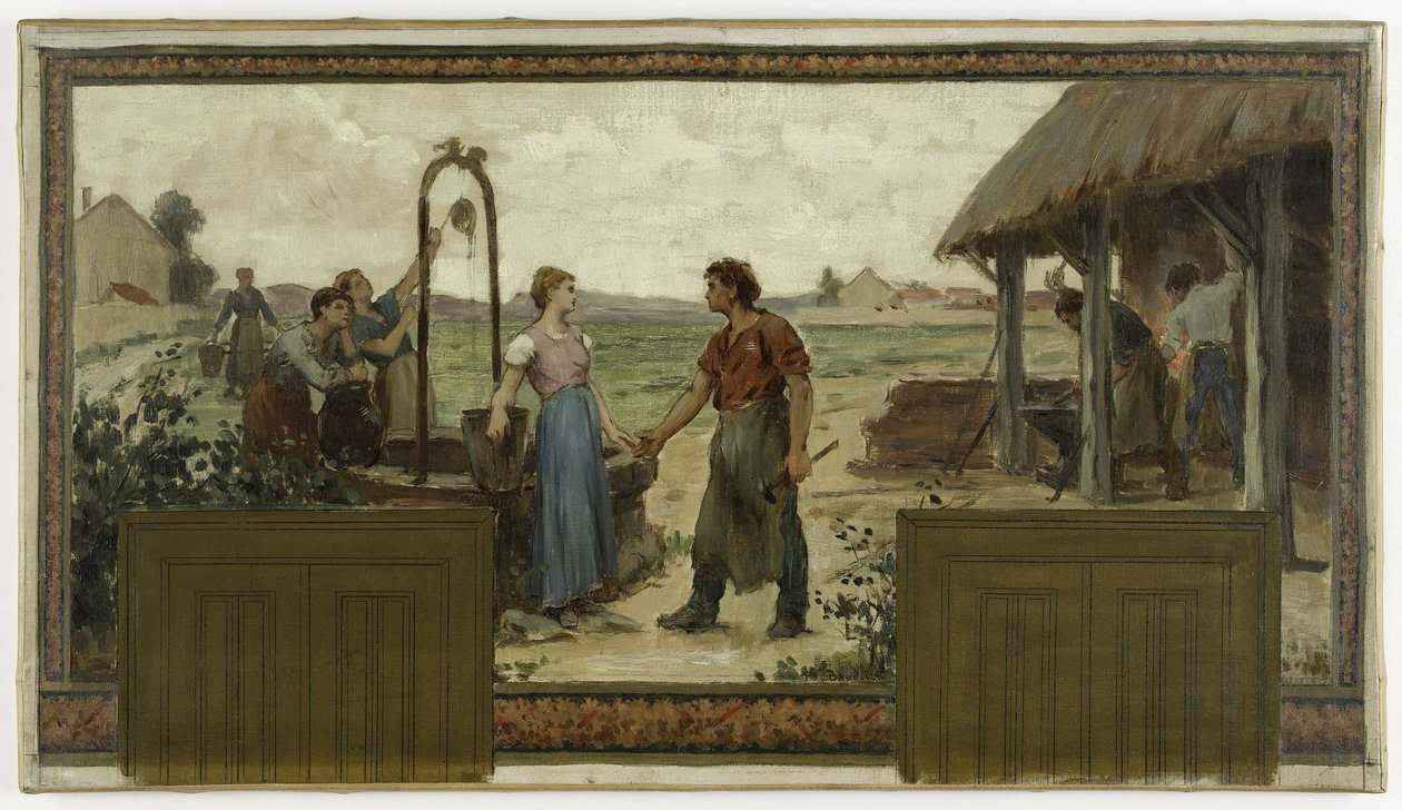 Esquisse pour la mairie de Saint-Maur-des-Fossés : Les fiançailles, en 1883 - Paul Albert Baudouin