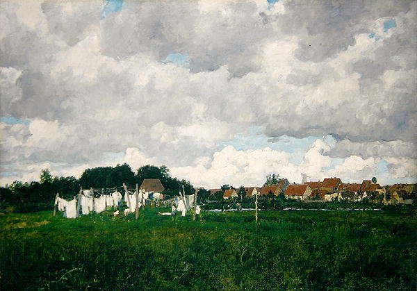 Mecklembourg, paysage avec la petite ville de Schwann sur la Warnow - Paul Baum