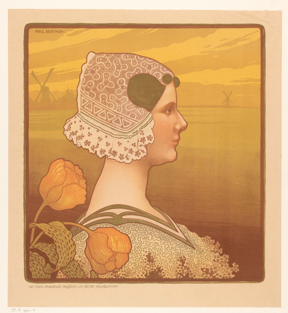 Portrait de la reine Wilhelmine en costume traditionnel - Paul Berthon