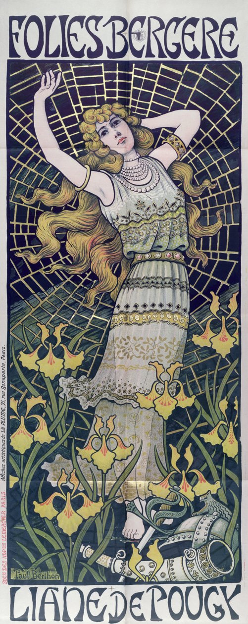 Affiche publicitaire pour Liane de Pougy aux Folies-Bergère, Paris, fin du 19e siècle - Paul Berthon