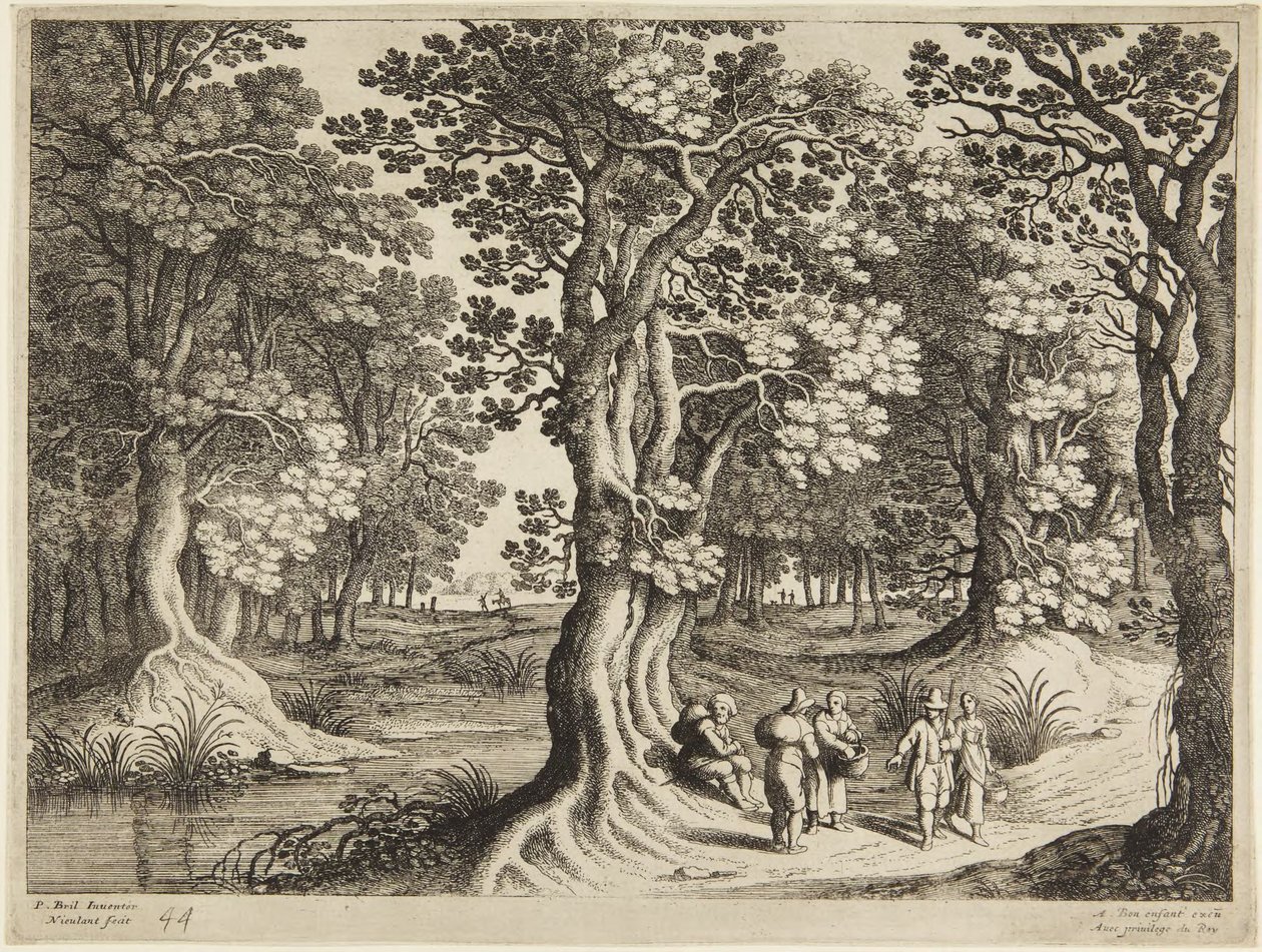 Forêt avec cinq personnes - Paul Bril