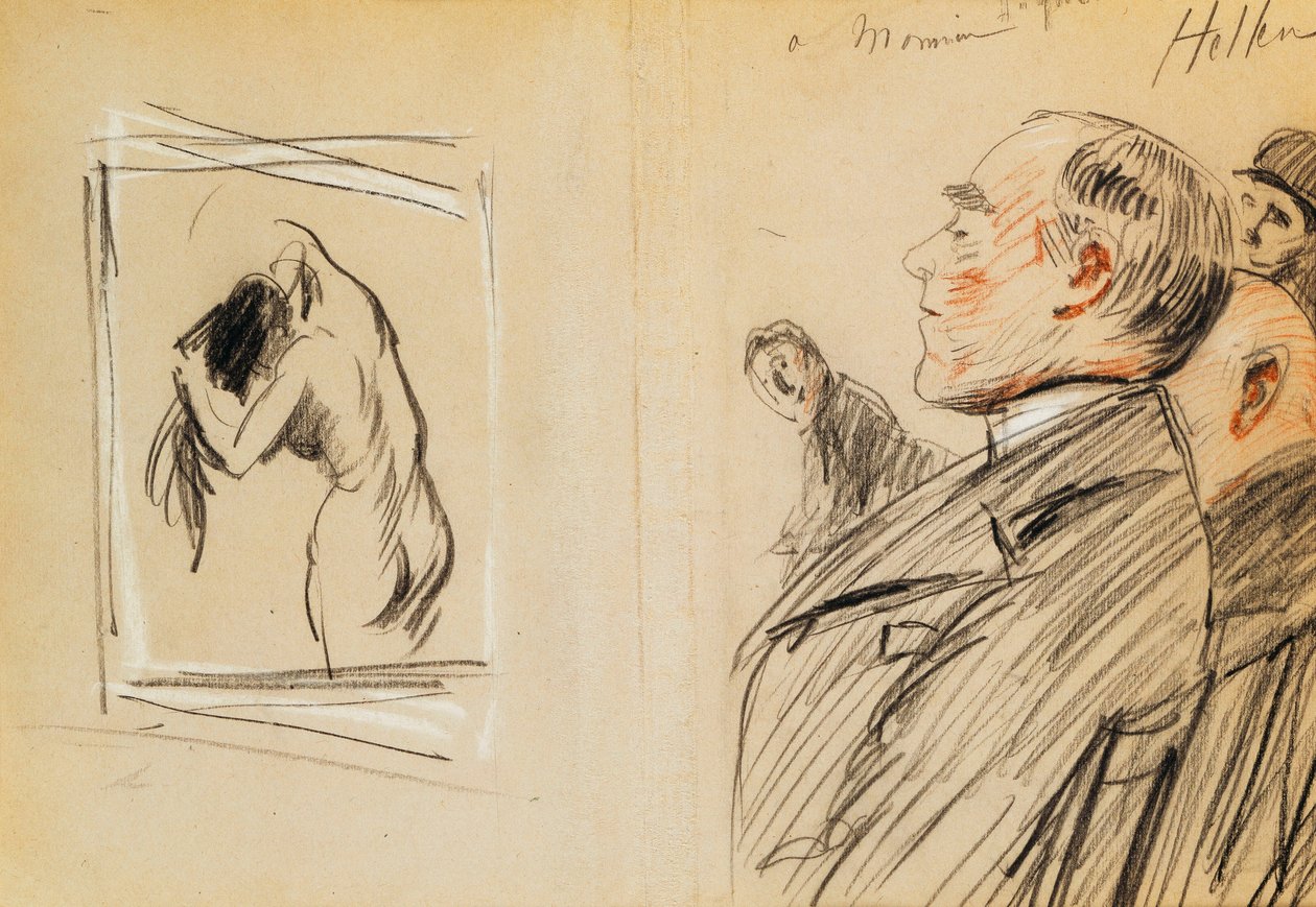 Monsieur Fiquet admirant un pastel de Degas - Paul Cesar Helleu