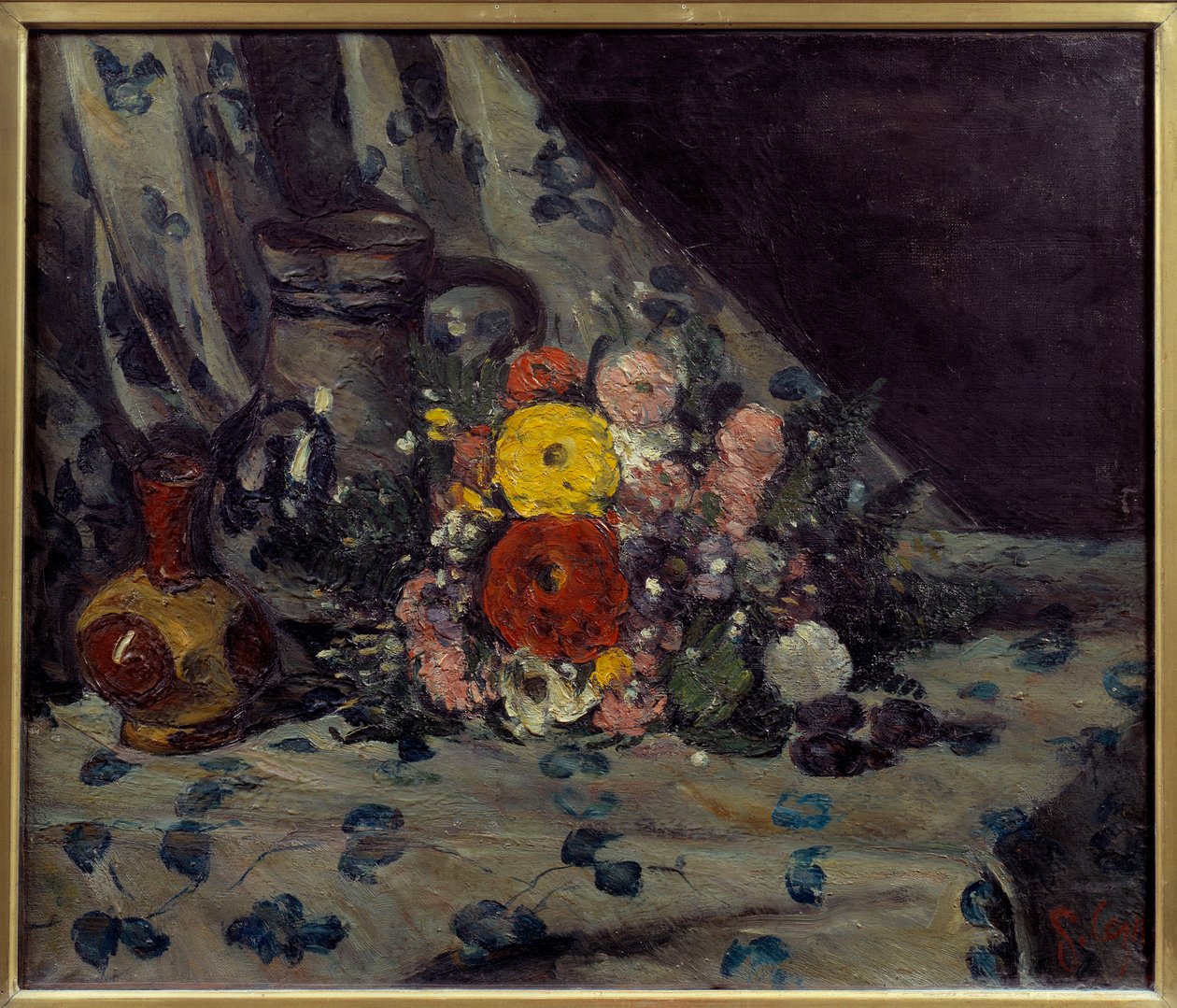 Bouquet avec dahlia jaune - Paul Cézanne