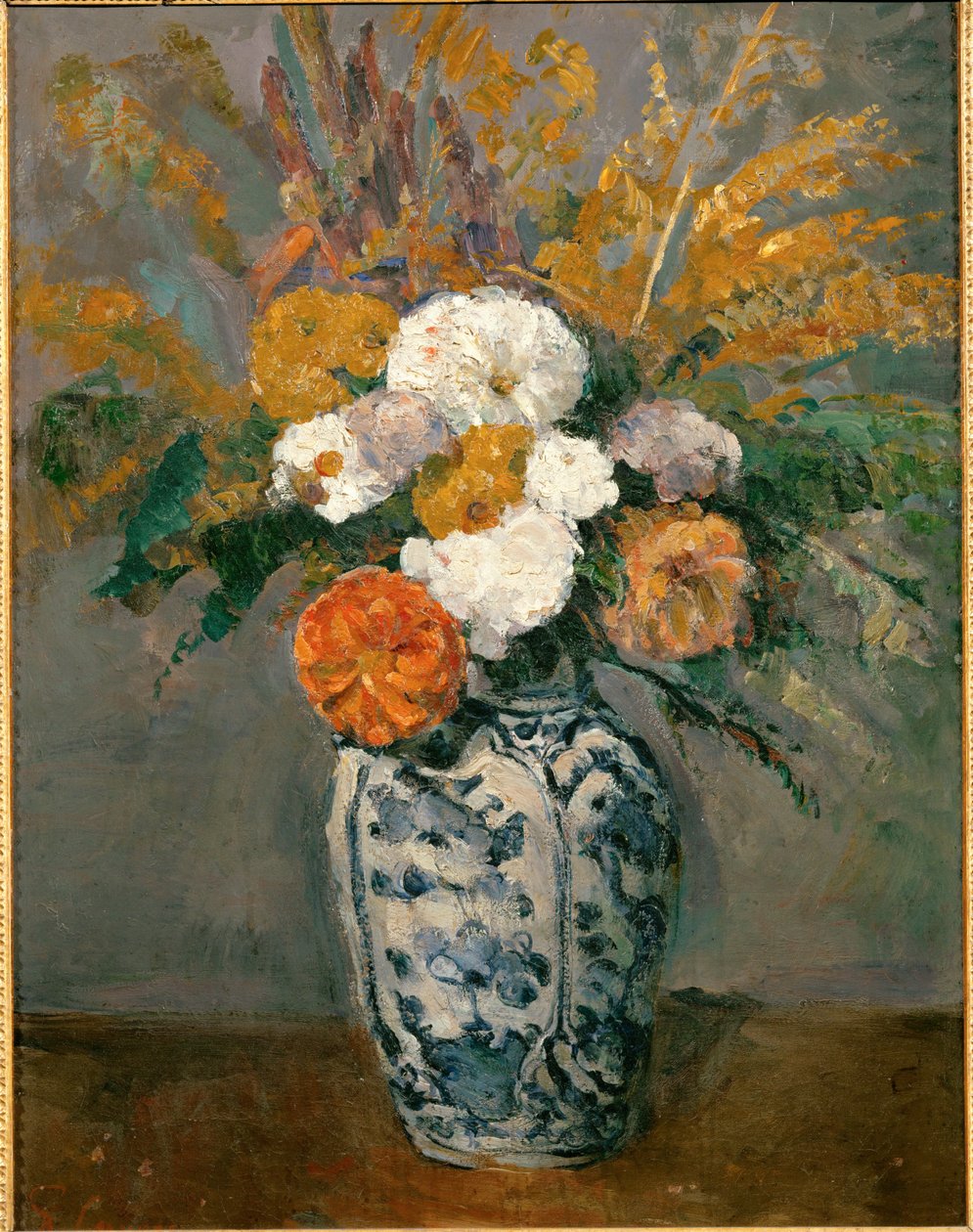Dahlias (huile sur toile) - Paul Cezanne