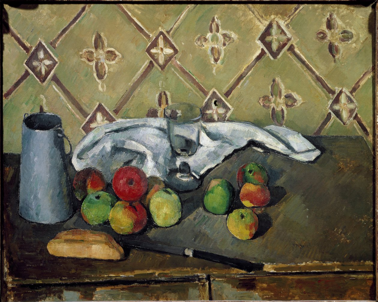 Fruits, serviette et boîte de lait - Paul Cézanne