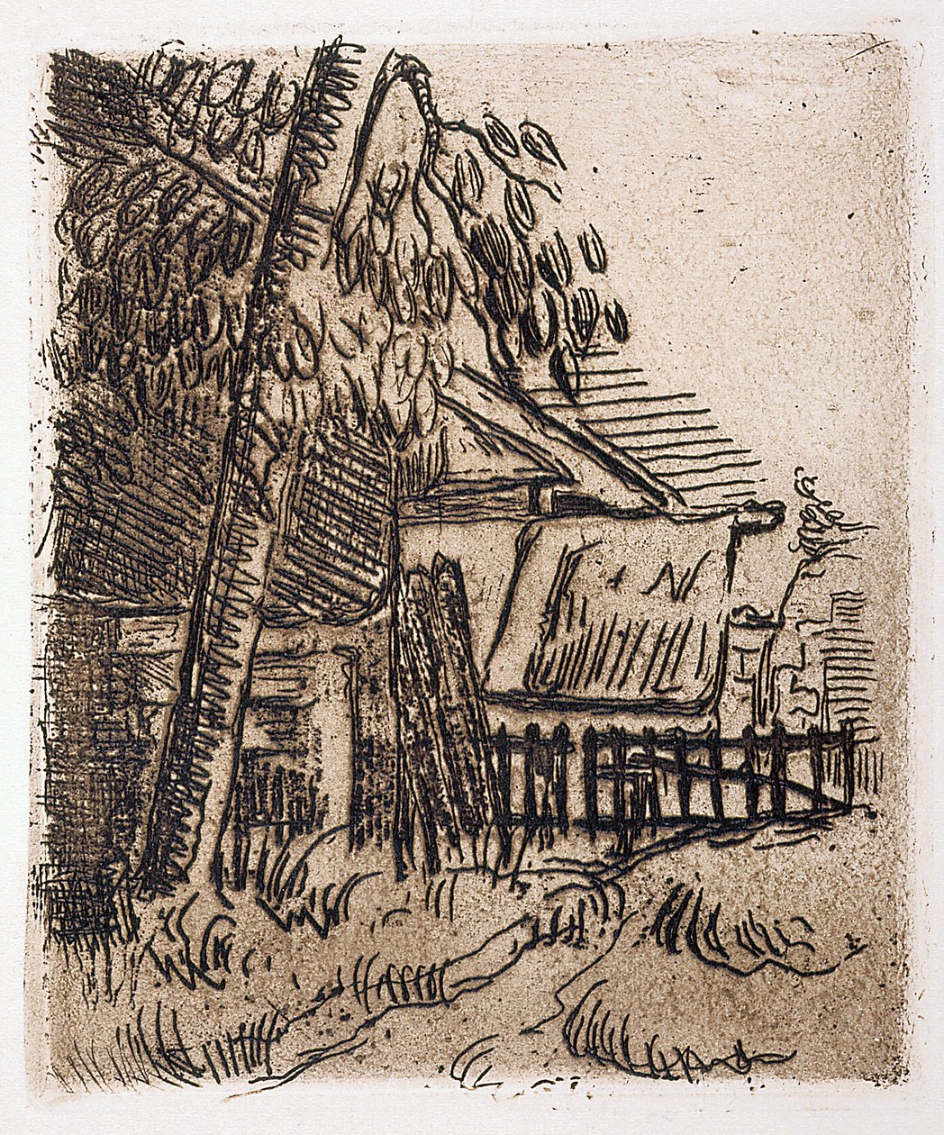Paysage à Auvers, entrée de la ferme sur la rue St. Remy - Paul Cézanne