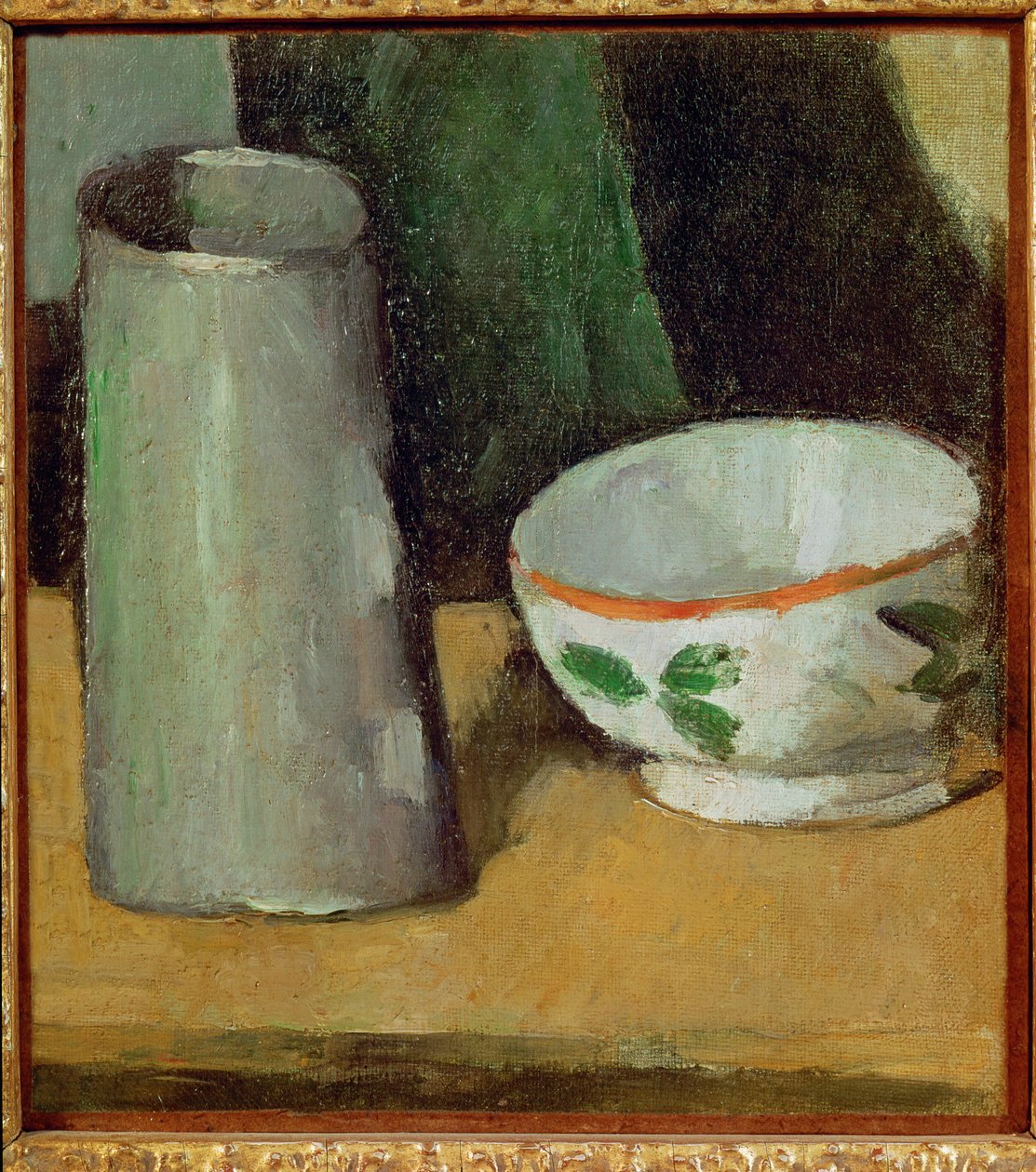Bol et pot à lait (huile sur toile) - Paul Cezanne