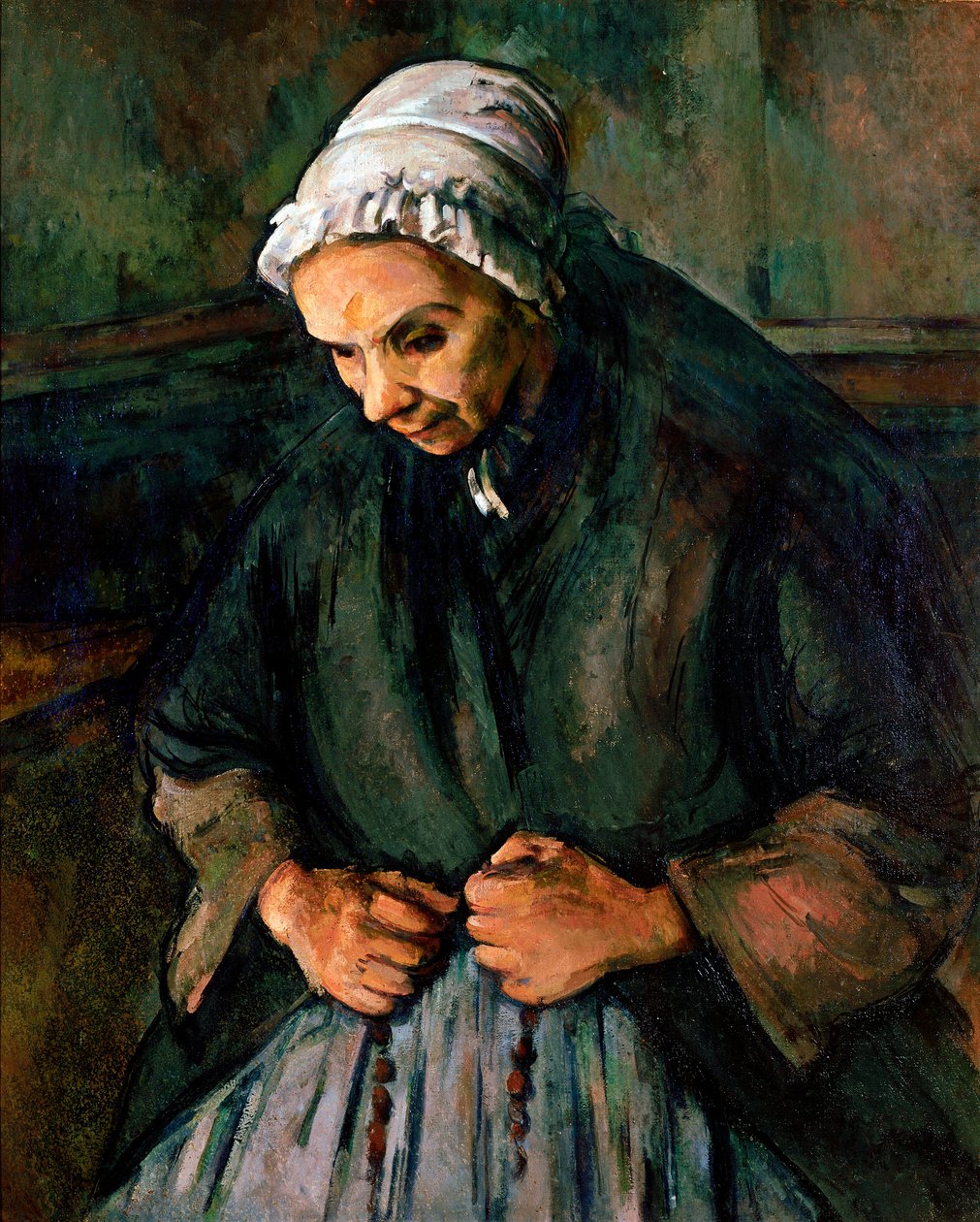 Vieille femme au rosaire. Peinture de Paul Cézanne (1839-1906) 1896. Londres, National Gallery - Paul Cézanne