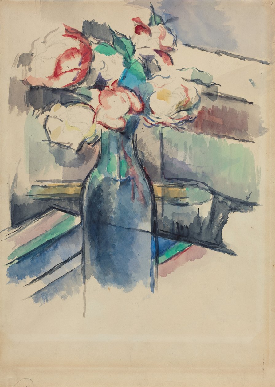 Rosen in einer Flasche - Paul Cézanne