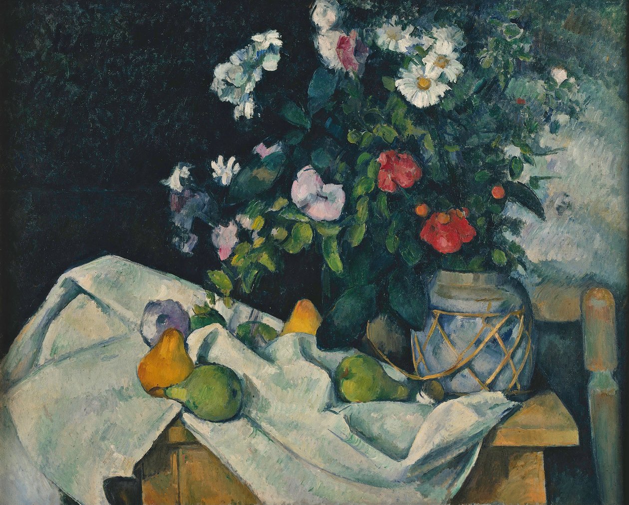 Fleurs dans un pot de gingembre et fruits - Paul Cézanne